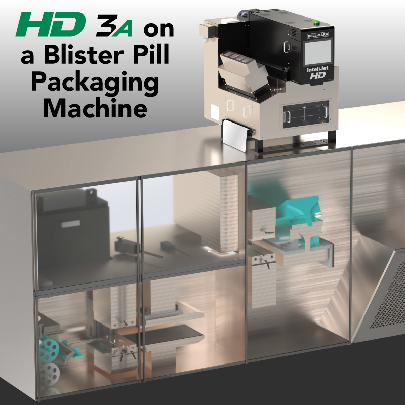 InteliJet HD 3A on a blister pill packaging machine